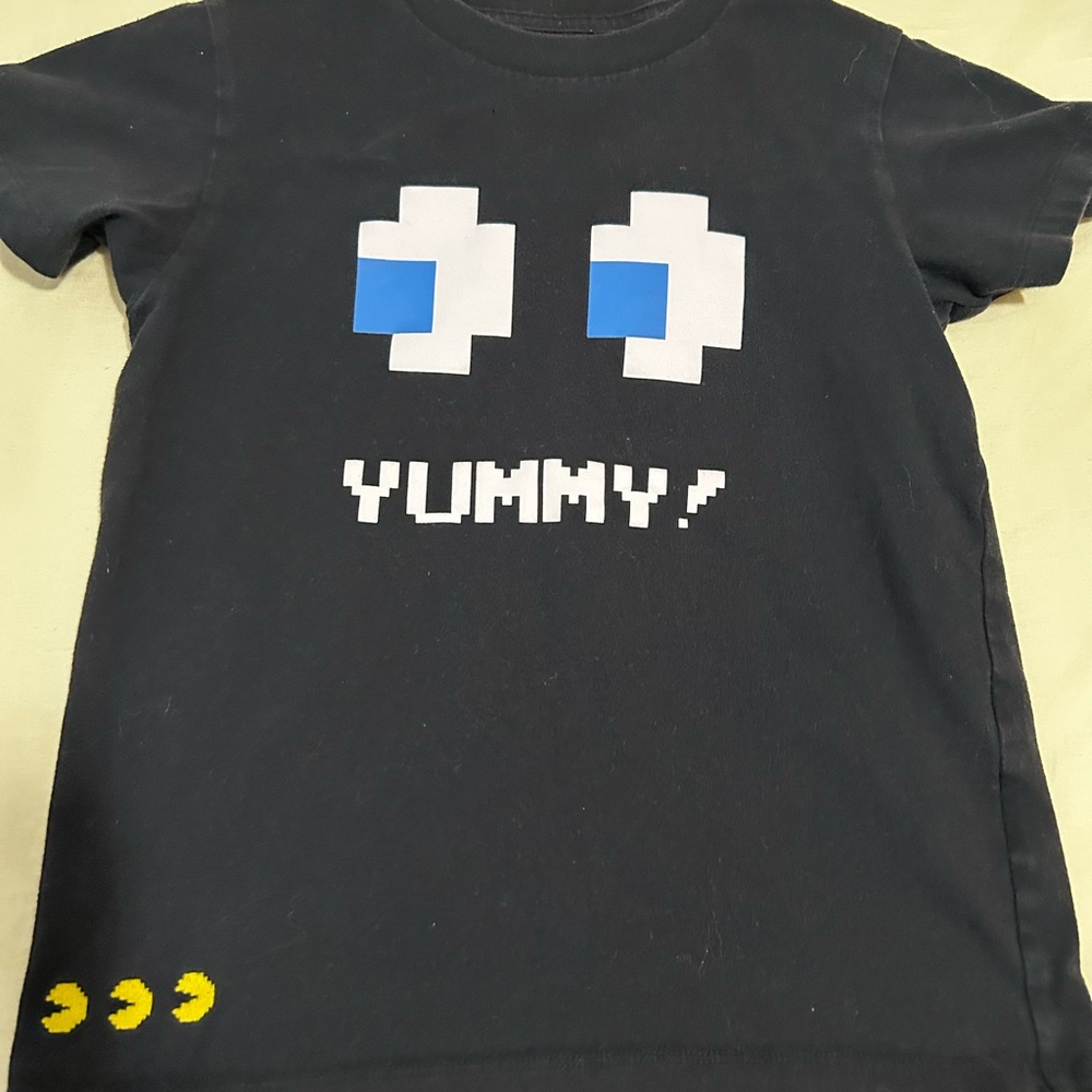 Uniqlo Black Tee with Blue and Yellow Graphic